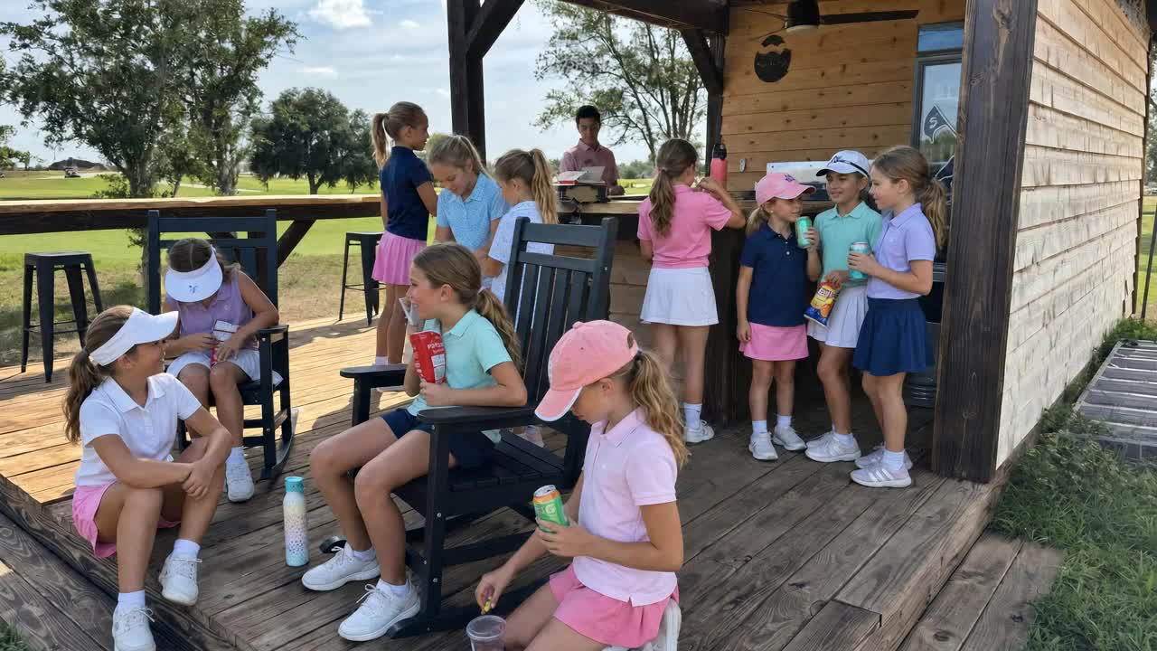 Junior golfers enjoying drinks and snacks at The Hatch