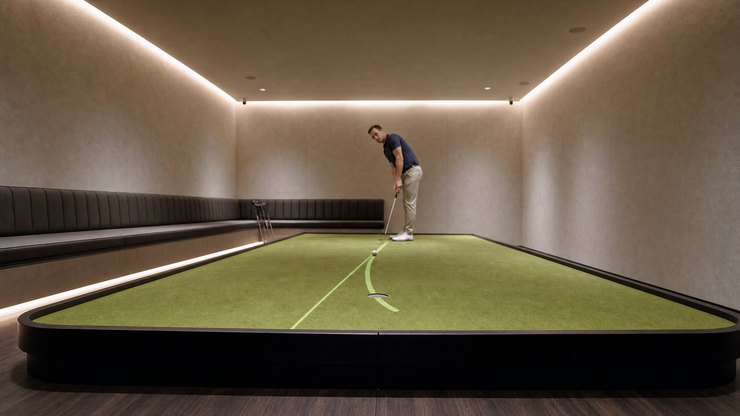 Indoor putting studio at The Staging Ground